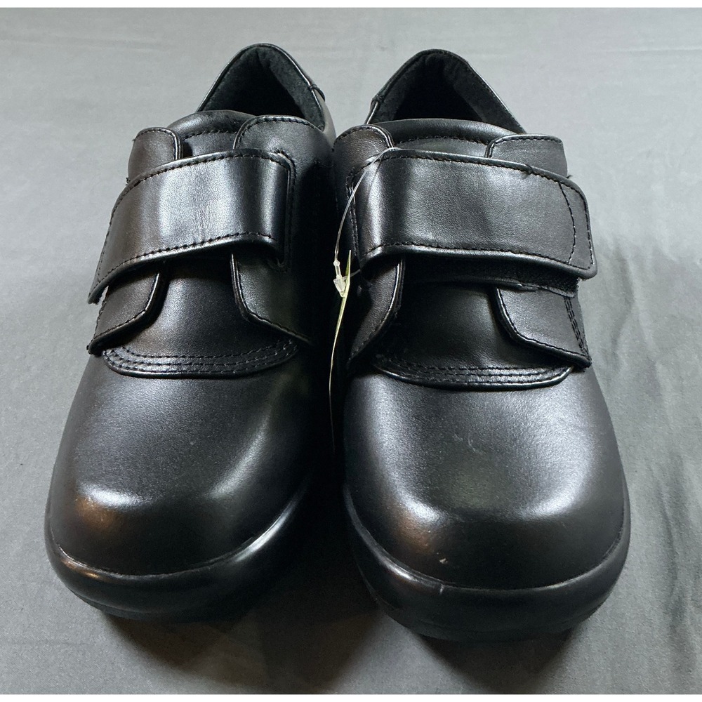 Apex B3000W Womens Black Leather Ambulator Shoes Hook Loop Strap Size 7.5‎ MED